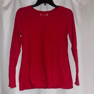 Plain Red Long Sleeve Tee size child XL (fits adult small)